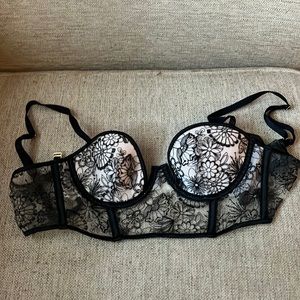 Victoria secret black flower lace bra